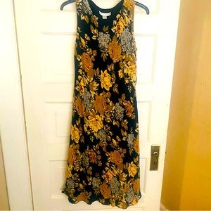 Vintage 90s Petite Sophisticate Silk Floral Spring Dress Size 8 Lined.
